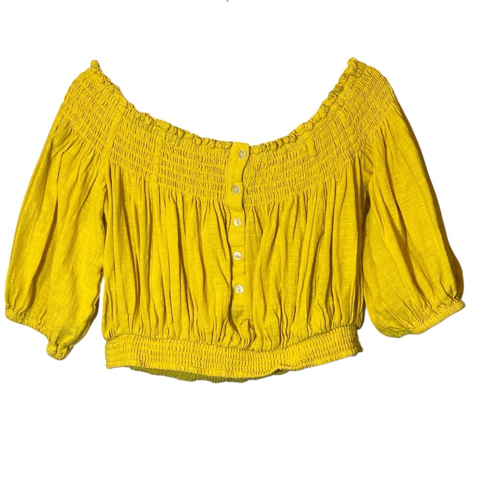 We The Free Dancing Till Dawn smocked off-the-shoulder crop Cottagecore Sz S
